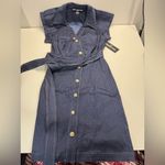 Karl Lagerfeld  Womens Buttons Down Front Denim Self Tie Belt Dress Size 4 NWT Photo 4