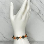 Orange Floral Beaded Stretch Bracelet Photo 1