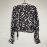 Dress Forum  Blue Floral Wrap Shirt Womens S Revolve Boho Blouse Long Sleeve Top Photo 9