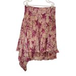 Lane Bryant Chiffon Pink Floral Knee Length Asymmetrical A-Line Skirt Size 14/16 Photo 1
