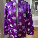 Vintage Purple Black Chinese Embroidered Silk Bed Jacket Handmade Reversible Photo 0