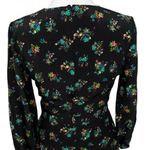 Amanda Uprichard  100% Silk Deep V Floral Mini Dress Black Puff Sleeve Small NEW Photo 5