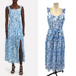 Intermix  Jude‎ Floral Print Midi Dress White Blue Cotton Silk Size 14 Photo 1