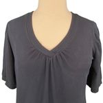 Lane Bryant Black Elbow Length Sleeve V-Neck Tee Photo 1