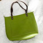 PORTLAND LEATHER | Super Unicorn Green Apple Zipper Dark Brown Handles | Medium Photo 0