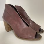 Lucky Brand  Joal Bootie Size 6.5 M Raisin Wild Leather Maroon Peep Toe Heel Photo 2