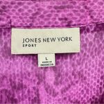 Jones New York Sheer Magenta Snakeskin Print Long Sleeve Popover V Neck Top Photo 4