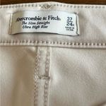 Abercrombie & Fitch Abercrombie Slim Straight Leg High Rise Cream Faux Leather Jeans Size 24 NEW Photo 12