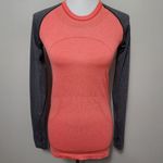 Lululemon Run Swiftly salmon charcoal contrast seamless long sleeve tee size 6 Photo 1