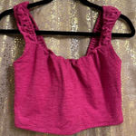 Free People Movement Stars Align Heathered Magenta Pink Cropped Top Large NWOT Photo 0