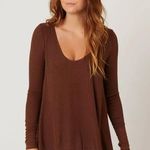 Free People Womens Green Thermal Knit Shirt Size S Lagenlook Oversized Boho Photo 3