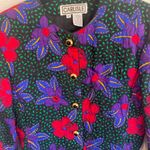 Carlisle Vintage  Quilted Jacket Floral Gold Buttons Silk Wool Lined Size 12 Photo 2