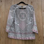 Lila Rose Women's Multicolor Blouseā Paisley 3/4 Sleeve Boat Neck Casual Medium Photo 0