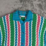 ZARA Cardigan Top Set Sweater Crochet Knit Blue Pink Striped Casual Colorful XS Photo 5
