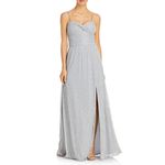 AQUA Silver Gray Sleeveless Thigh Slit Evening Gown Size 6 Long Formal Dress by Photo 8