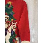 Vtg Casual Corner‎ Red Hand Knit Christmas Sweater Rocking Horse Bear Medium Photo 7