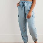 Aerie  Denim Cargo Lyocell Jogger Pants Blue Cuffed Ankle Drawstring  Photo 1