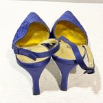 St. John  Sapphire Blue Satin Size 8 Sling Backs ITALY Jeweled Pump Shoe Photo 5