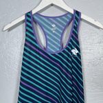 Rabbit Women XL Blue Purple Stripe Bunny Hop Tank Racerback Lightweight Running Photo 2