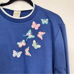 Blair  Blue Butterfly Embroidered Sweatshirt Womens M Grandma Core Casual Cozy Photo 1