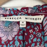 Rebecca Minkoff  Floral Smocked Peasant Blouse Tassel Tie Top Cropped Medium Boho Photo 3