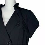 Fashion Bug NEW  Ruffle Collar Short Sleeve Button Front Black Dress Tie Belt 16 Photo 3