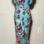 SheIn Puff Sleeve Floral Print Ruffle Hem Mermaid Dress Photo 3