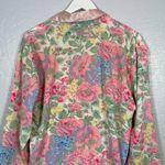 Victoria's Secret Vintage  Women M Pink Floral Double Breasted Pajama Top Satin Photo 6