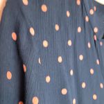 Splendid  NAVY BELL SLEEVE SPLIT NECK PINK POLKA DOT FLOWY POPOVER BLOUSE M Photo 3