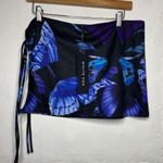 White Fox Boutique NEW White Fox Taking Flight Mini Skirt Blue Butterflies Black Side Ties Large Photo 0