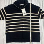 ZARA NWT  Black Striped Sweater Quarter Zip Blogger Favorite Small Photo 11