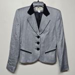 Christian Dior Womens Navy Blue Herringbone Blazer Sz 2 Elegant Academia Office Photo 0