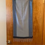 V. Fraas Vintage Blue Gray Scarf  Cashmink Made in Germany Fringe Edges Photo 7