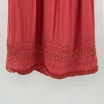 Loft dress XS smocked crochet lace fringe short sleeve midi rust orange Photo 3