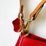 Valentina Zip Around Crossbody Handbag Red Pebbled Leather 2 Straps Italy Nice! Photo 4