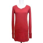 Free People Beach Mini Dress Size XS Ribbed Long Sleeve V Neck Lounge Tunic Photo 2
