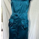 HAILANSI Teal Dress Career Party Cocktail Pockets Cap Sleeve Medium Blue Photo 0