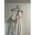 Lane Bryant  One-Shoulder Ruffle -Hem White Rainbow Trim Maxi Dress Size  24 New Photo 3