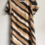 Mlle Gabrielle Vintage Gabrielle Black Tan Cream Striped Short Sleeve Shift‎ Mini Dress Medium Photo 0