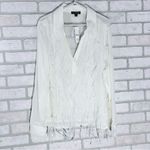 J.Crew NWT Bungalow Feather-Embellished Chiffon Blouse in Ivory Size XL Photo 3