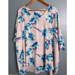 Adrienne  Pink and Blue Floral Blouse Flowy Tunic Medium Photo 1