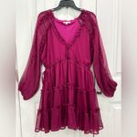 BaeVely Vibrant Magenta Long Sleeve Dress Size L Pink Size L Photo 7