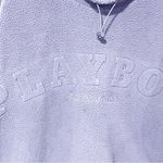 Playboy  Sweater Adult Medium Blue Oversized Cropped Mock Neck Sherpa Fleece Photo 2