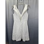J.Crew Dress Womens 2P White Sleeveless Textured Fit and Flare V Neck Cotton Photo 6