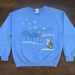 Blue Cat Crewneck Sweatshirt Size L Photo 0