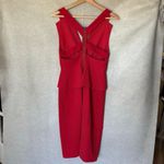 BCBGMAXAZRIA  Alena Peplum Red Bodycon Midi Dress Size 4 Cocktail Holiday Photo 3