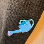 VTG Y2K 2000 Michael‎ Simon Black Cardigan Sweater Gardening Theme Sz Small S Photo 3