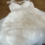 Lulus Luxury White Sheer Tulle Embroidered Beaded Bridal Gown Size Large NWT Photo 15