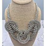 None Silver Tone Crystal Statement Necklace Large Links Runway 20" Prom Clubwear Photo 4