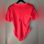 Adidas  Neon Pink w Red Stripes Women’s Shortsleeve Bodysuit Size Small Photo 4